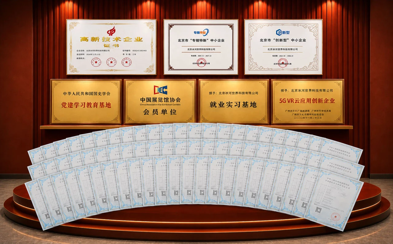北京冰河世界科技有限公司企业资质与荣誉证书组合展示