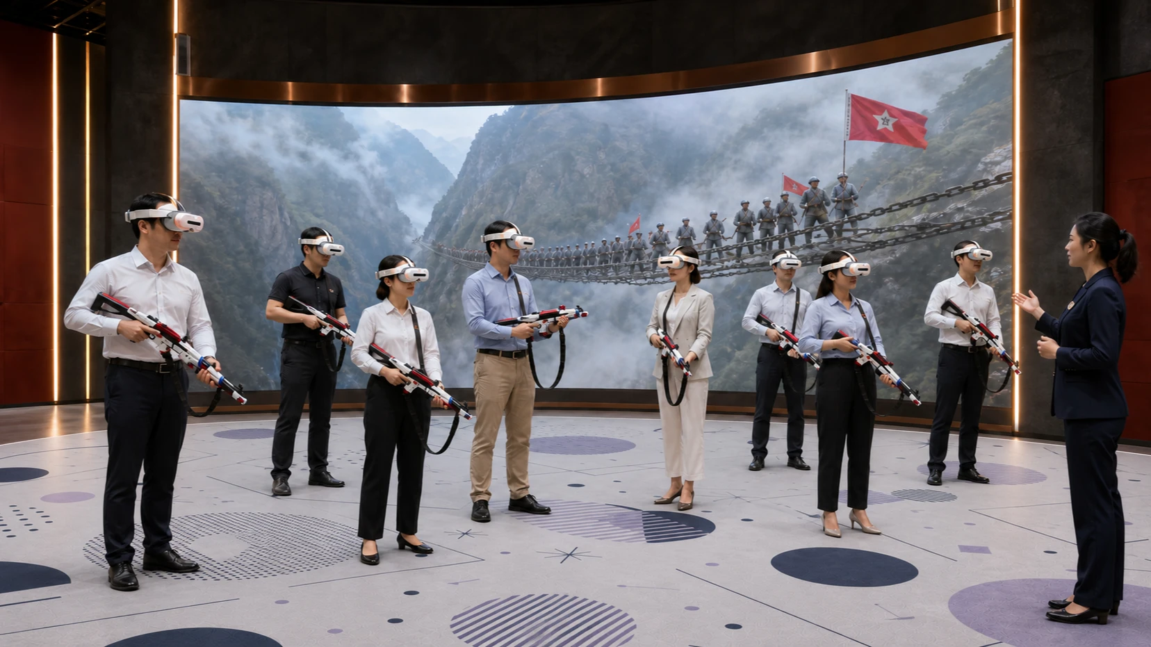 VR大空间沉浸式体验：主题党日与干部培训真实照片