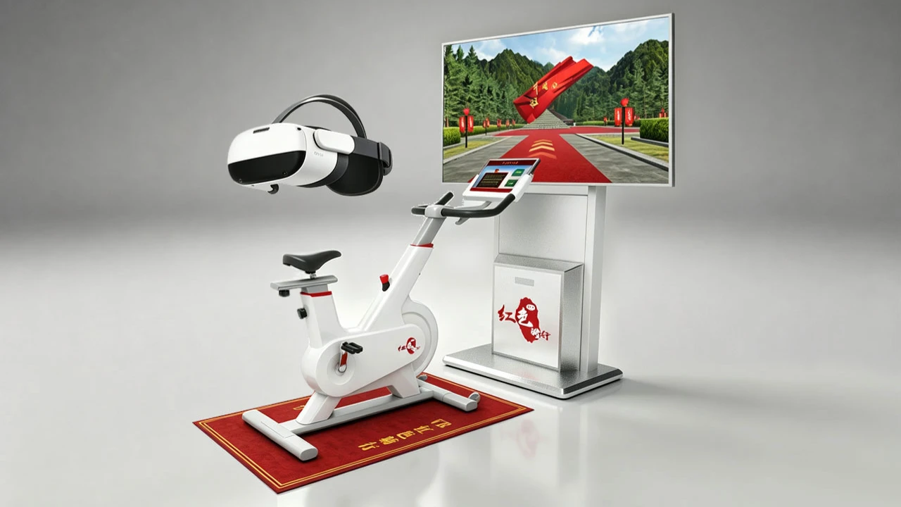 VR红色骑行产品展示图